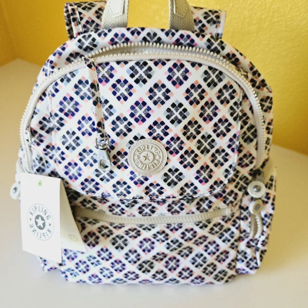 Kipling Matta Small Backpack BP4048 Matta Harmonious Tiles Nylon Travel Bag - Picture 10 of 14